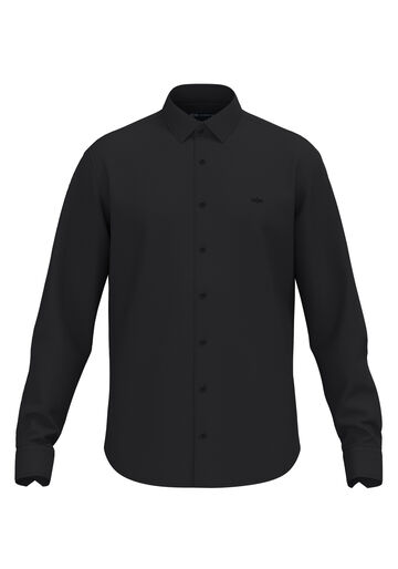 Camisa Slim Fit Masculina Com Mangas Longas E Botões, PRETO. Camisa Slim Fit Masculina Com Mangas Longas E Botões, PRETO, large.