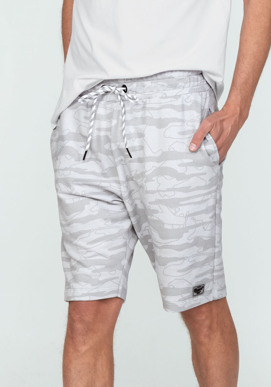 Bermuda Camuflada em Moletom, GRID CINZA. Bermuda Camuflada em Moletom, GRID CINZA, large.