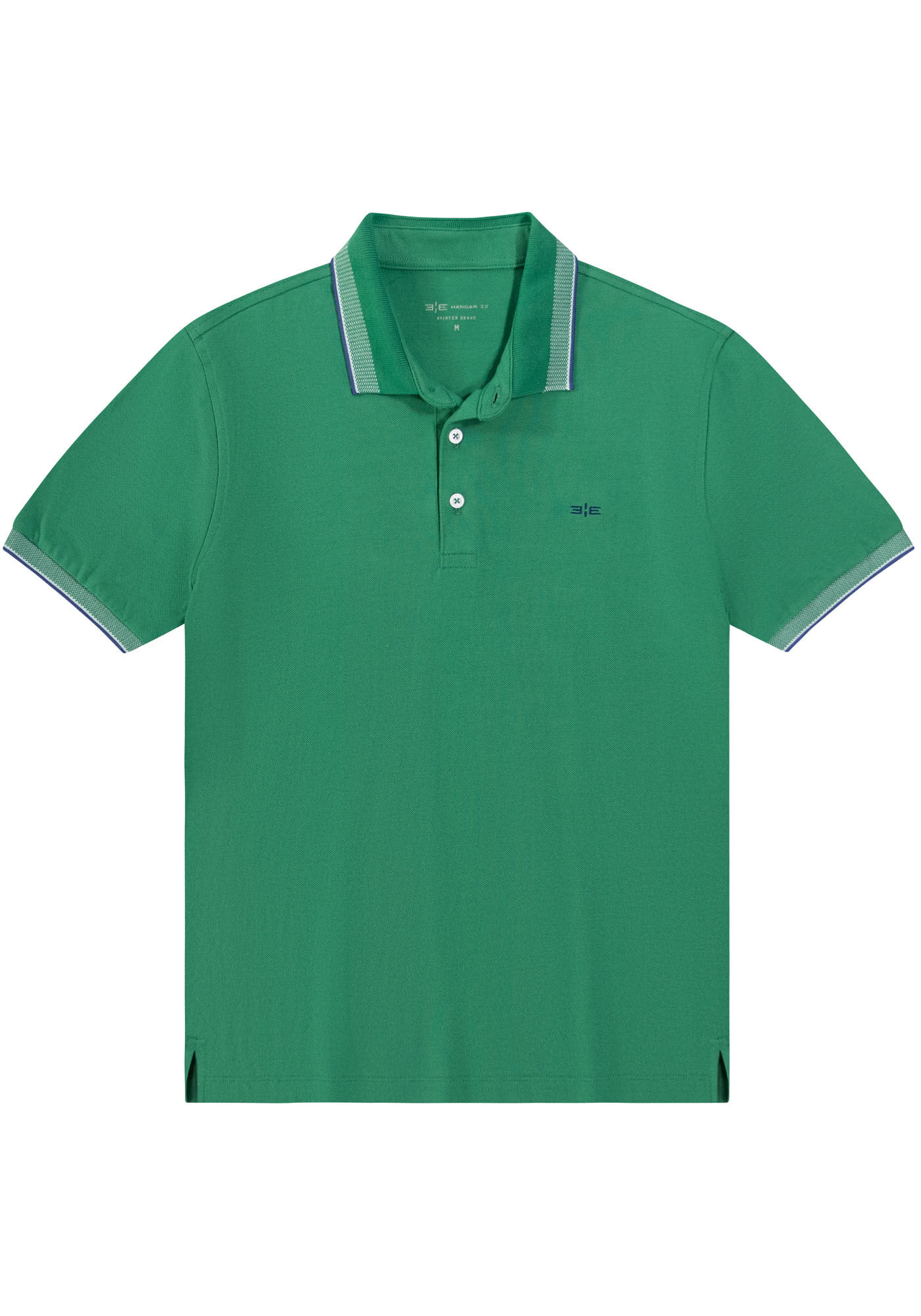 Camisa Polo Masculina em Malha Piquet com Retil&iacute;nea, VERDE HELMUT, large.