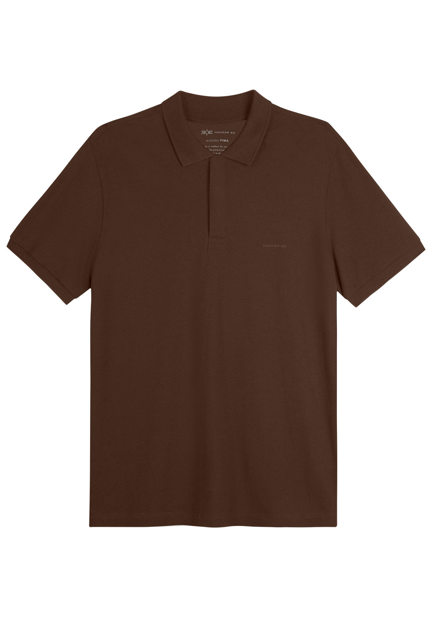 Camisa Polo Masculina em Malha Pima, MARROM, large.
