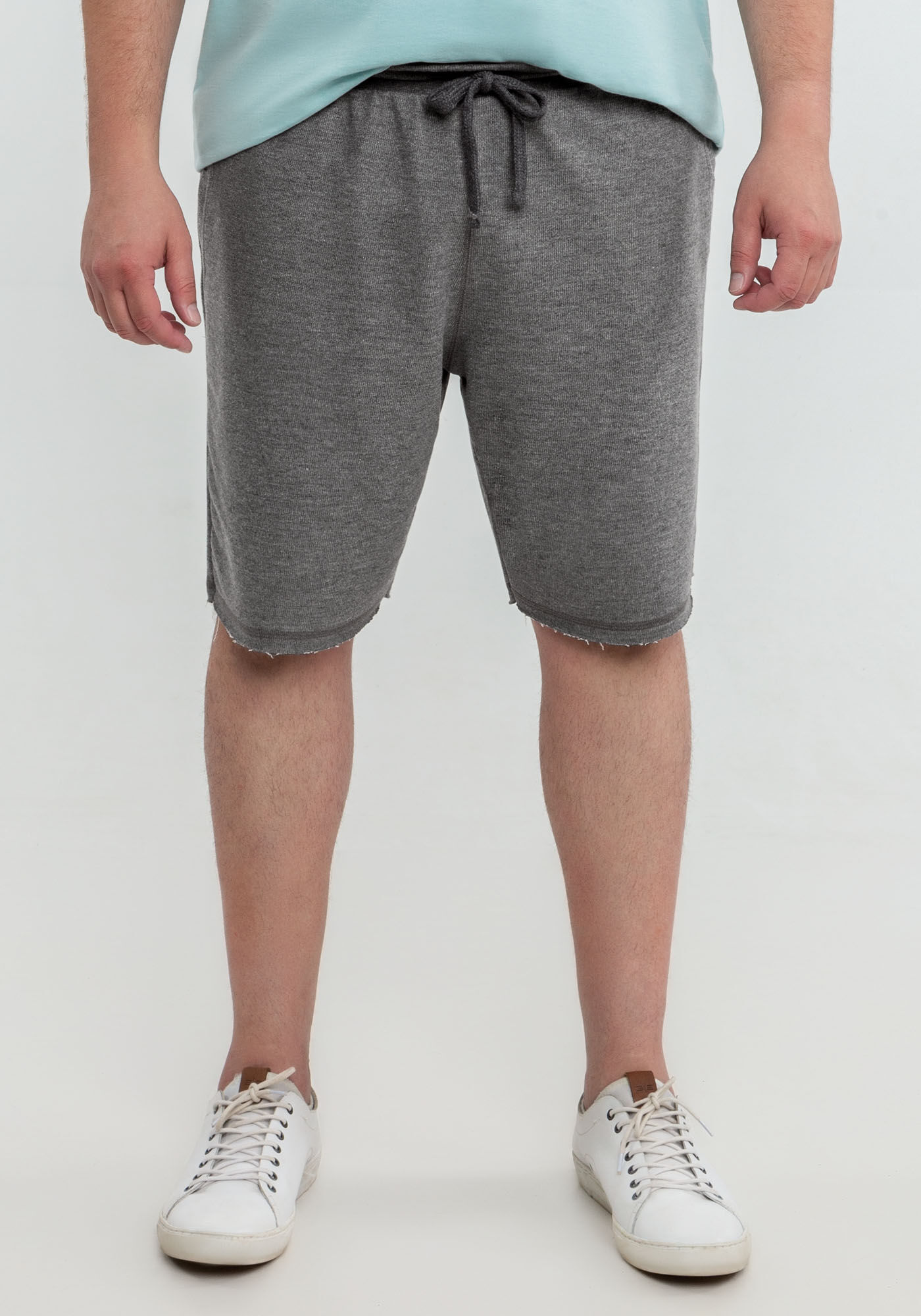 Bermuda Masculina em Moletom com Cadar&ccedil;o, MESCLA ESCURO, large.