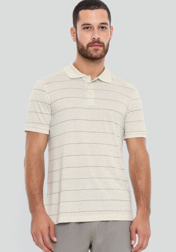 Camisa Polo Masculina em Malha Listrada, BRANCO OFF WHITE. Camisa Polo Masculina em Malha Listrada, BRANCO OFF WHITE, large.