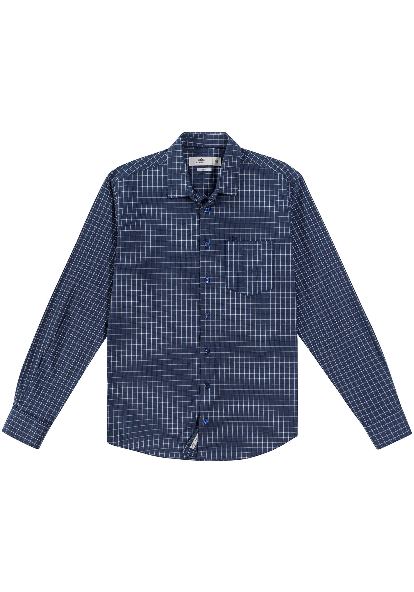 Camisa Masculina Comfort  em Tricoline Stretch, MARINHO, large.