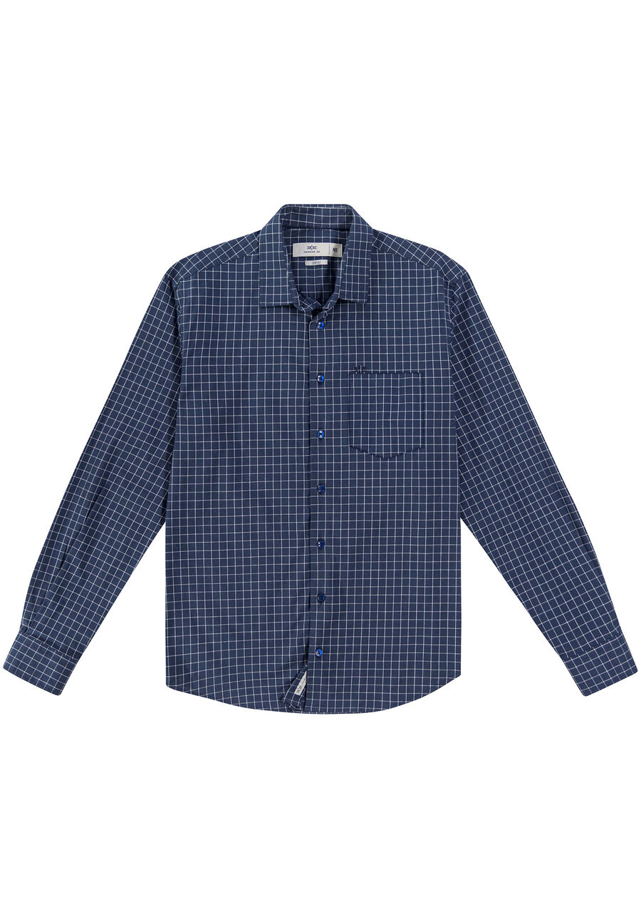 Camisa Masculina Comfort  em Tricoline Stretch, MARINHO. Camisa Masculina Comfort  em Tricoline Stretch, MARINHO, large.