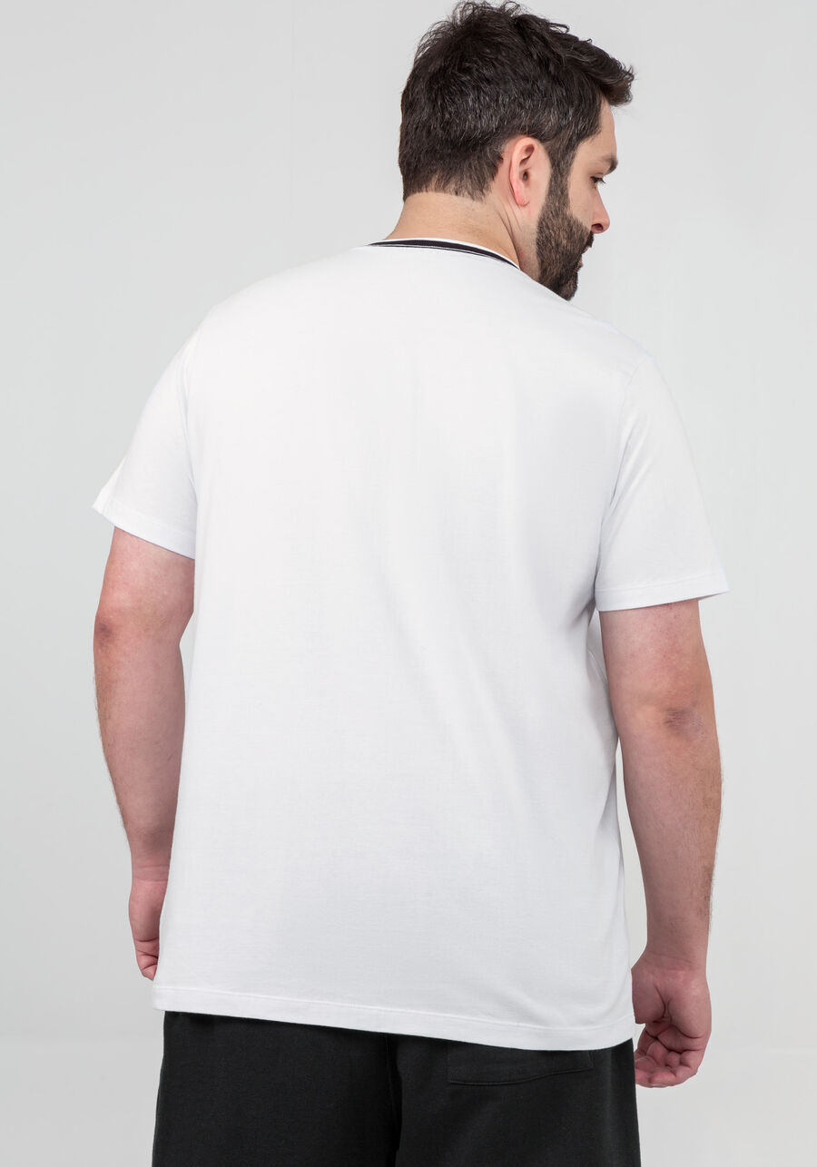 Camiseta Masculina com Retilínea Big & Tall, BRANCO. Camiseta Masculina com Retilínea Big & Tall, BRANCO, large.