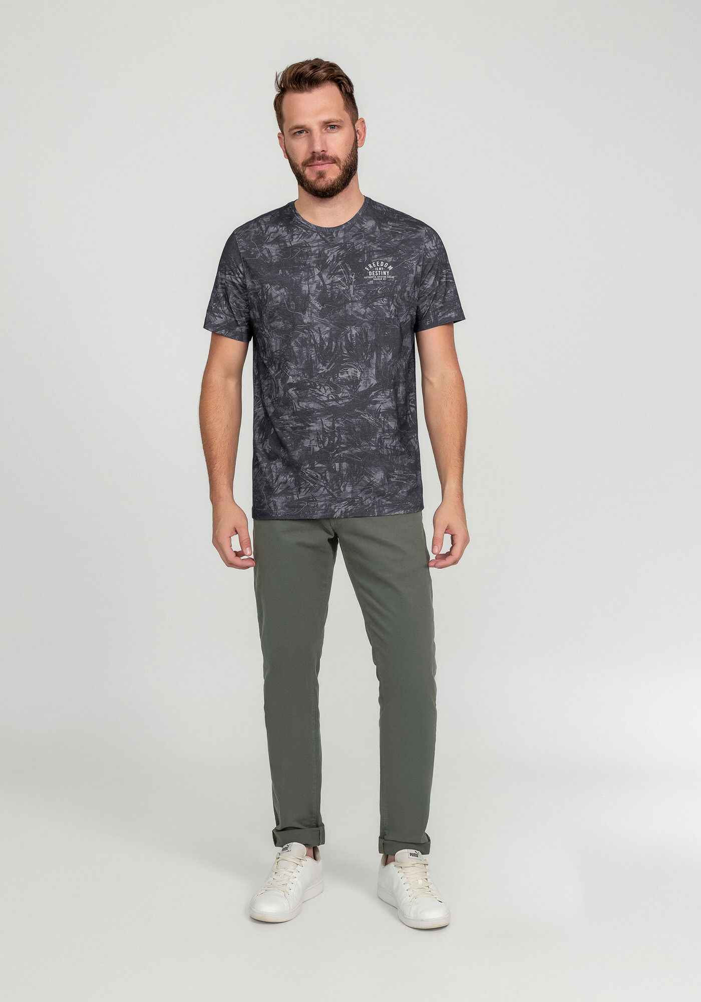 Camiseta em Meia Malha Estampada, CINZA CYBER, large.