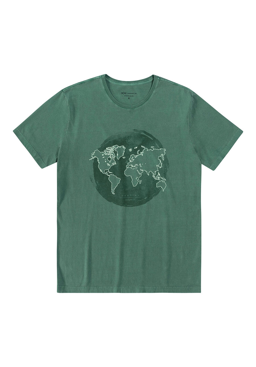 Camiseta em Malha Estampa World, VERDE REIGN, large.