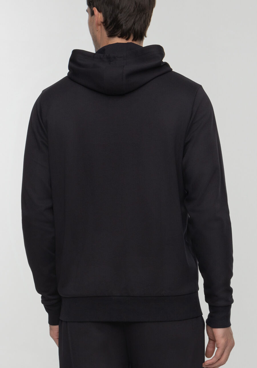 Jaqueta Com Zíper E Capuz Regulável Em Malha Premium, PRETO REATIVO. Jaqueta Com Zíper E Capuz Regulável Em Malha Premium, PRETO REATIVO, large.