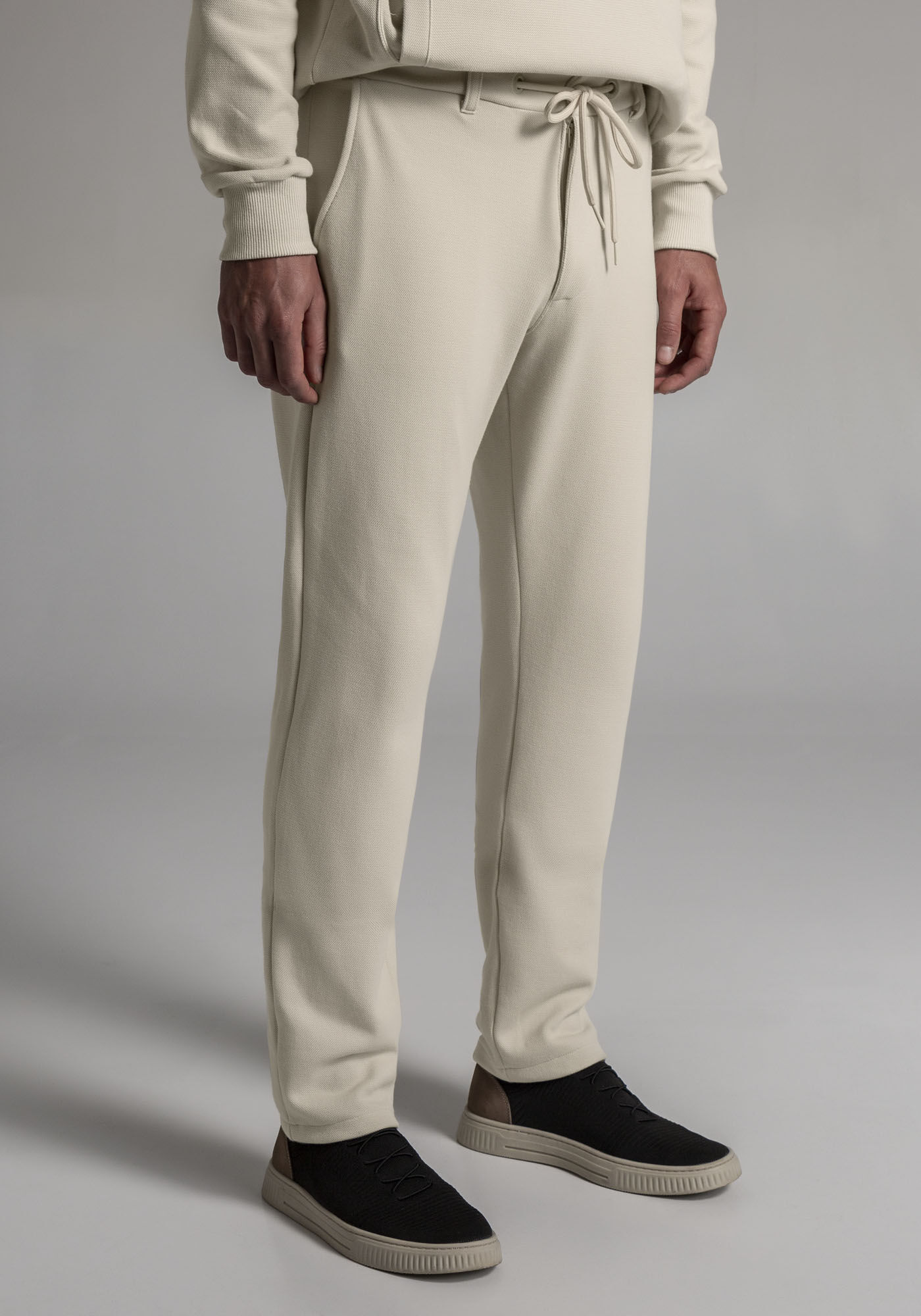 Cal&ccedil;a Reta Alfaiataria em Moletom com Cadar&ccedil;o, BEGE SYSTEM, large.