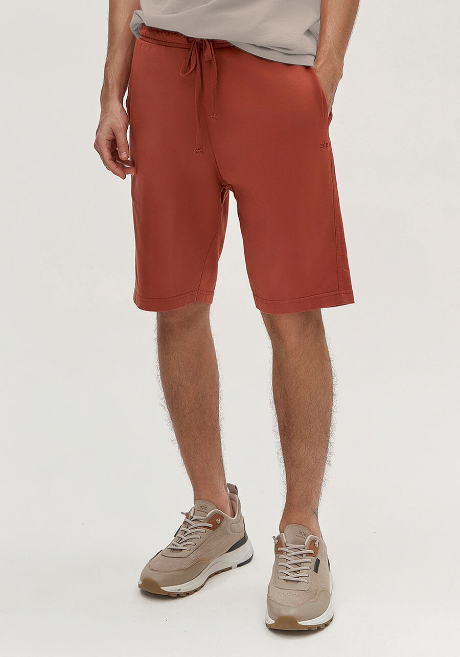 Bermuda Masculina Com Bolsos E Cadarço Colors Em Molecotton, 3634 TERRA. Bermuda Masculina Com Bolsos E Cadarço Colors Em Molecotton, 3634 TERRA, large.