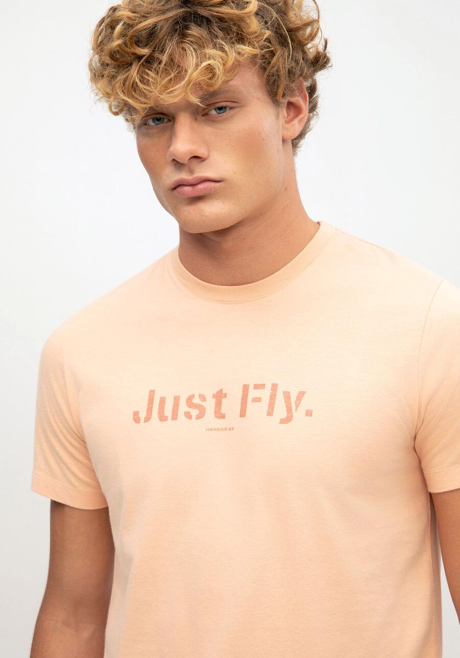 Camiseta Masculina em Malha com Estampa Just Fly, SALMAO ALESAN. Camiseta Masculina em Malha com Estampa Just Fly, SALMAO ALESAN, large.