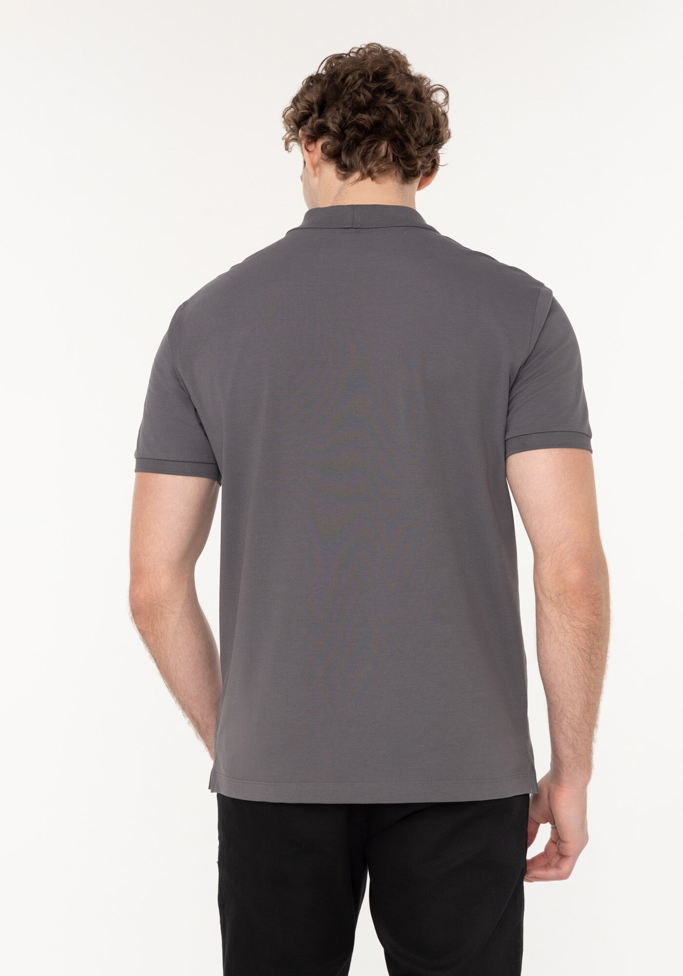 Camisa Polo De Mangas Curtas Em Malha Piquet Pima, CINZA NIGHTCALL, large.