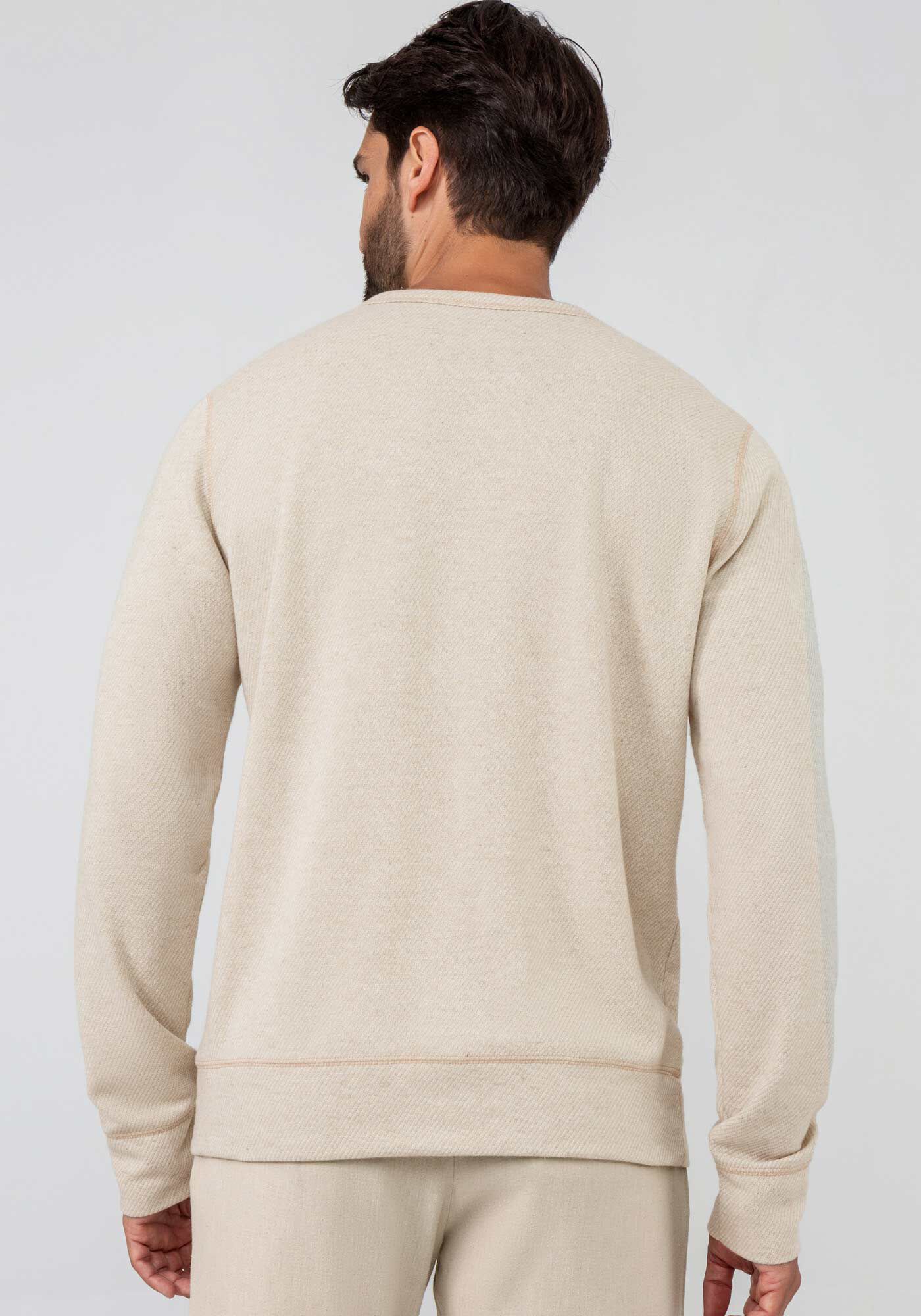 Blus&atilde;o Masculino em Moletom Linho, BEGE SYSTEM, large.