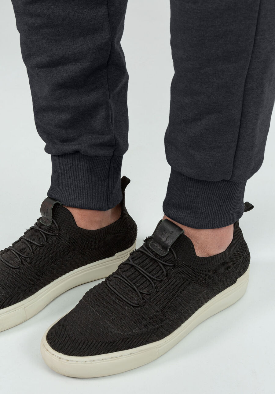 Calça Jogging em Moletom com Bolso Zíper, GRAFITE. Calça Jogging em Moletom com Bolso Zíper, GRAFITE, large.