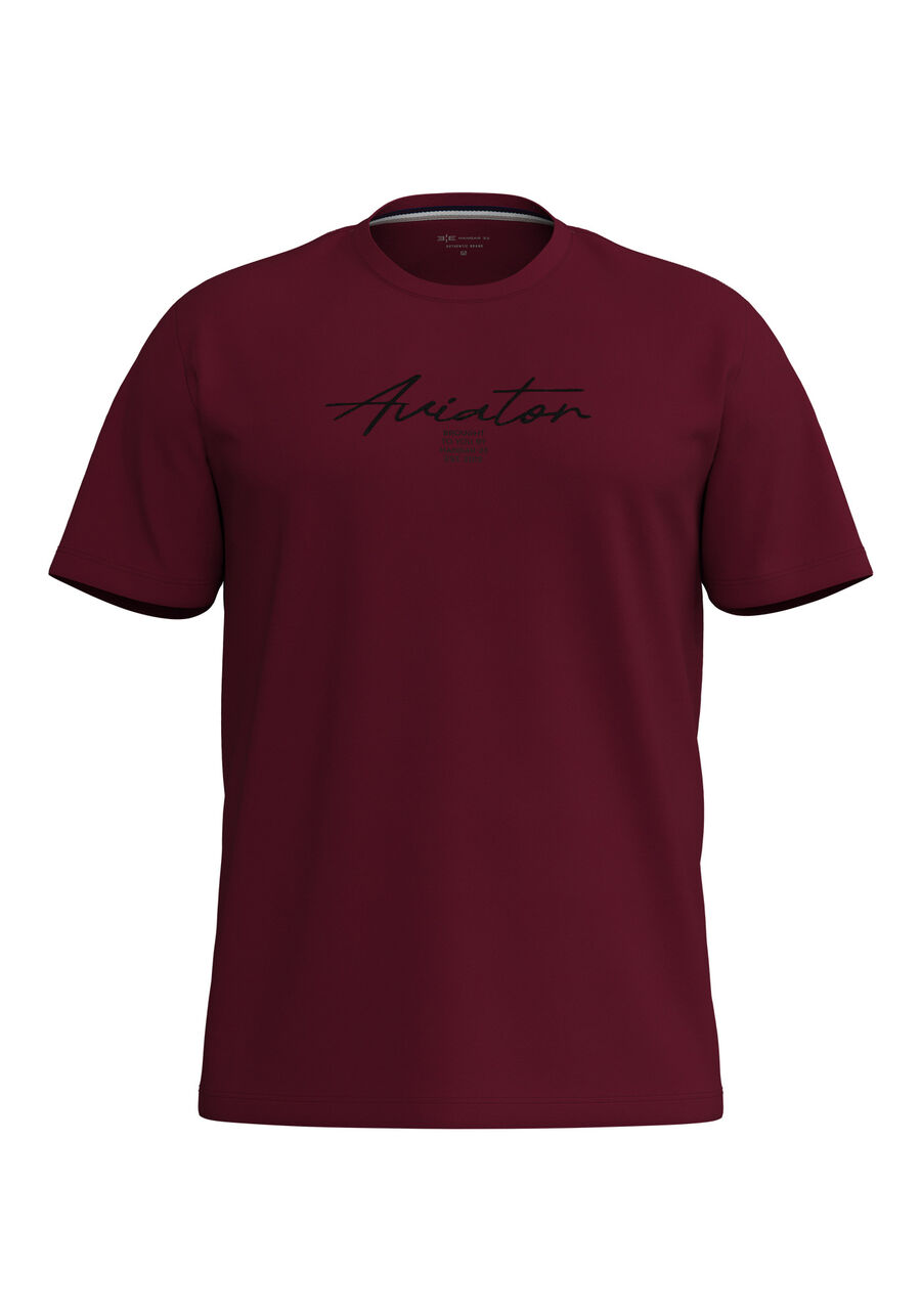 Camiseta De Mangas Curtas Em Malha De Algodão Big & Tall, BORDO BURN RED. Camiseta De Mangas Curtas Em Malha De Algodão Big & Tall, BORDO BURN RED, large.