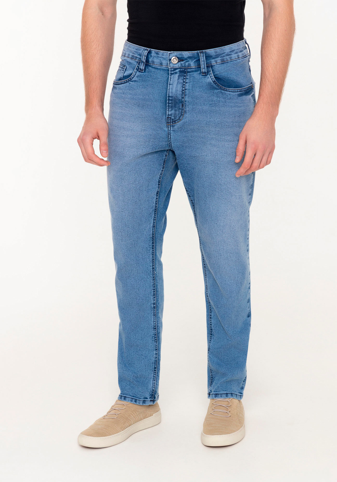 Cal&ccedil;a Jeans Masculina Slim Com Elastano E Bolsos Turbofan, JEANS, large.