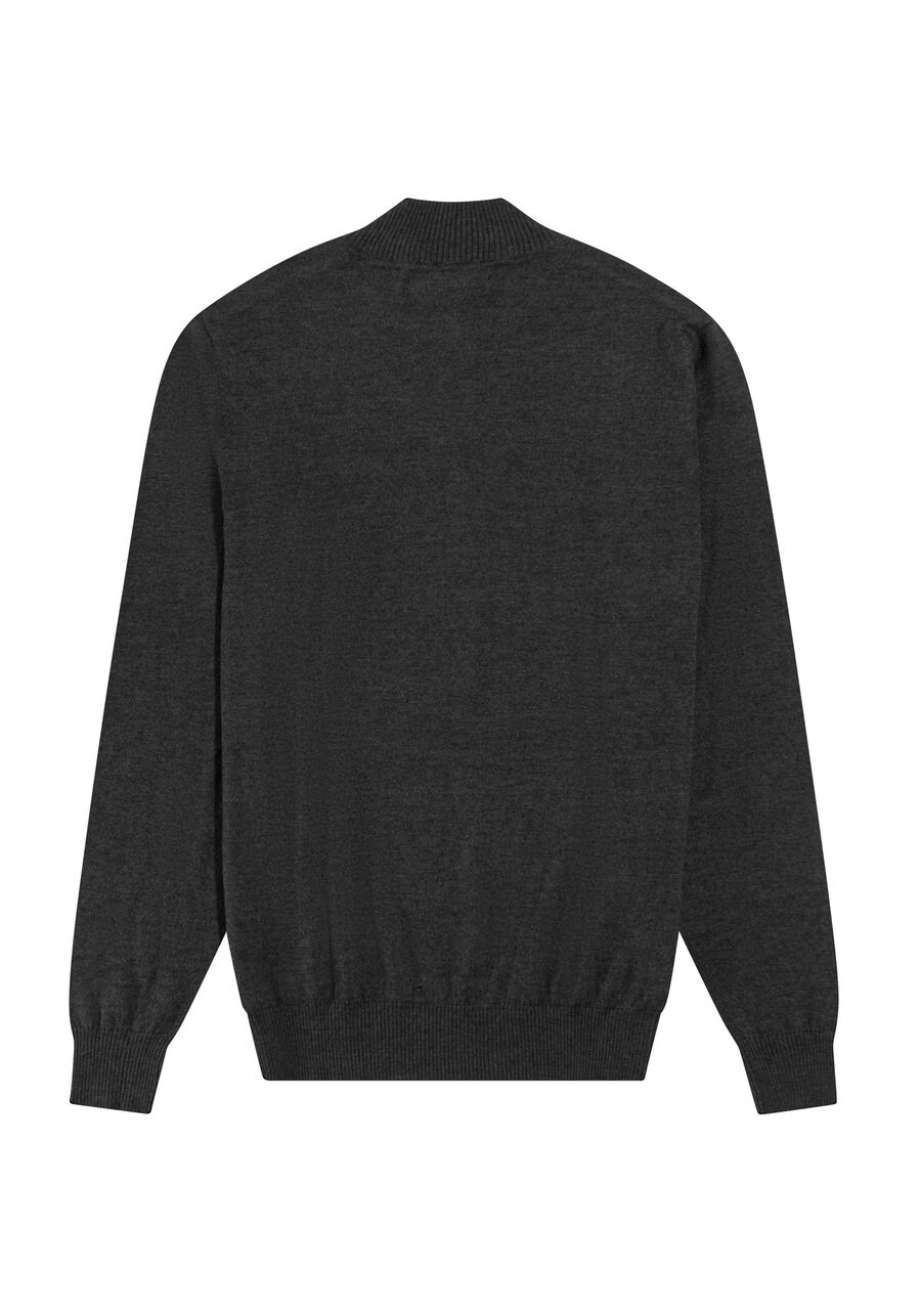 Blusão Masculino em Tricô com Gola Alta, MESCLA ESCURO. Blusão Masculino em Tricô com Gola Alta, MESCLA ESCURO, large.