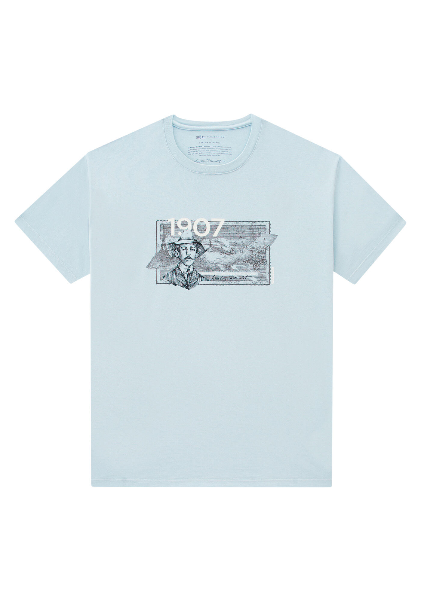 Camiseta Masculina Big & Tall Santos Dumont, AZUL PAZ, large.