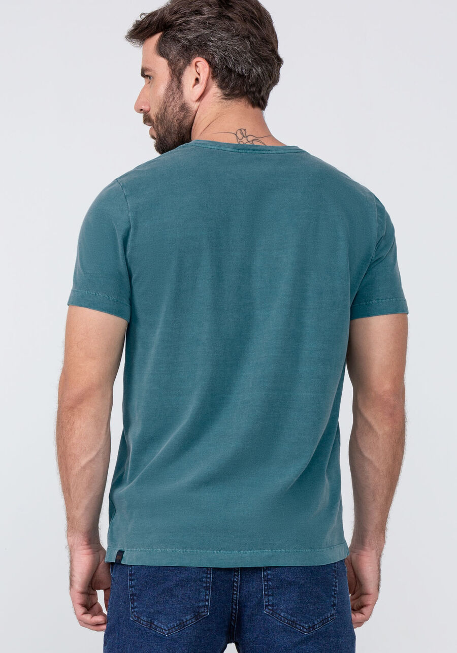 Camiseta Masculina em Malha Estonada, VERDE FEATHER. Camiseta Masculina em Malha Estonada, VERDE FEATHER, large.
