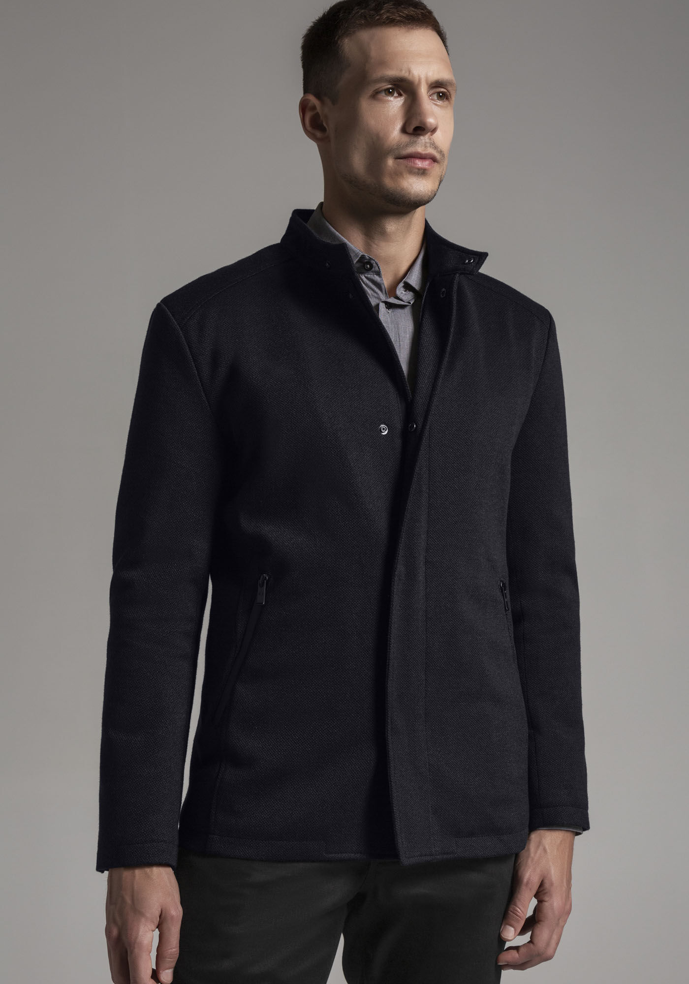 Casaco Masculino em Tecido Alfaiataria com Bolso, PRETO REATIVO, large.