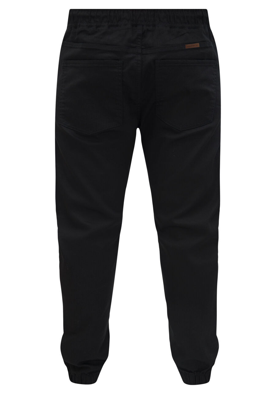 Calça Jogging Com Bolsos Em Sarja Com Elastano, PRETO REATIVO. Calça Jogging Com Bolsos Em Sarja Com Elastano, PRETO REATIVO, large.
