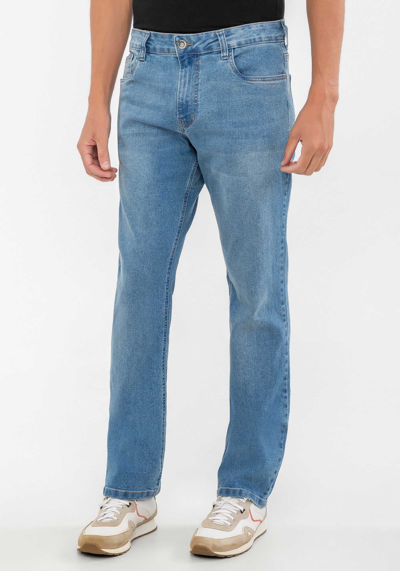 Calça jeans masculina best sale clara reta