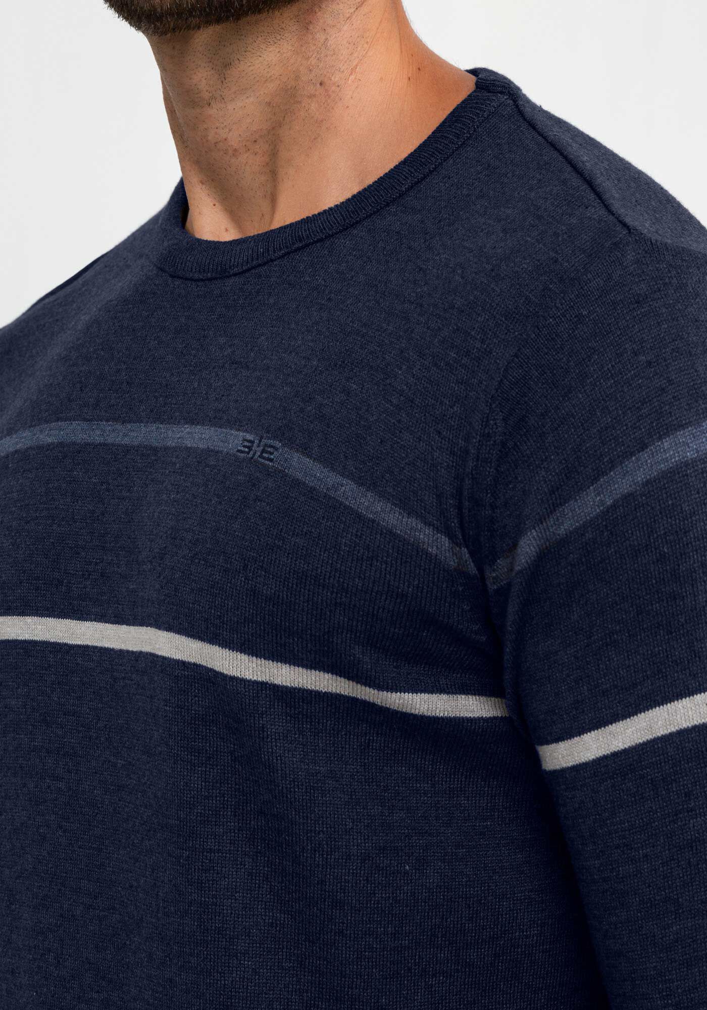 Blus&atilde;o Masculino em Tric&ocirc; com Listras, MARINHO ACTION, large.