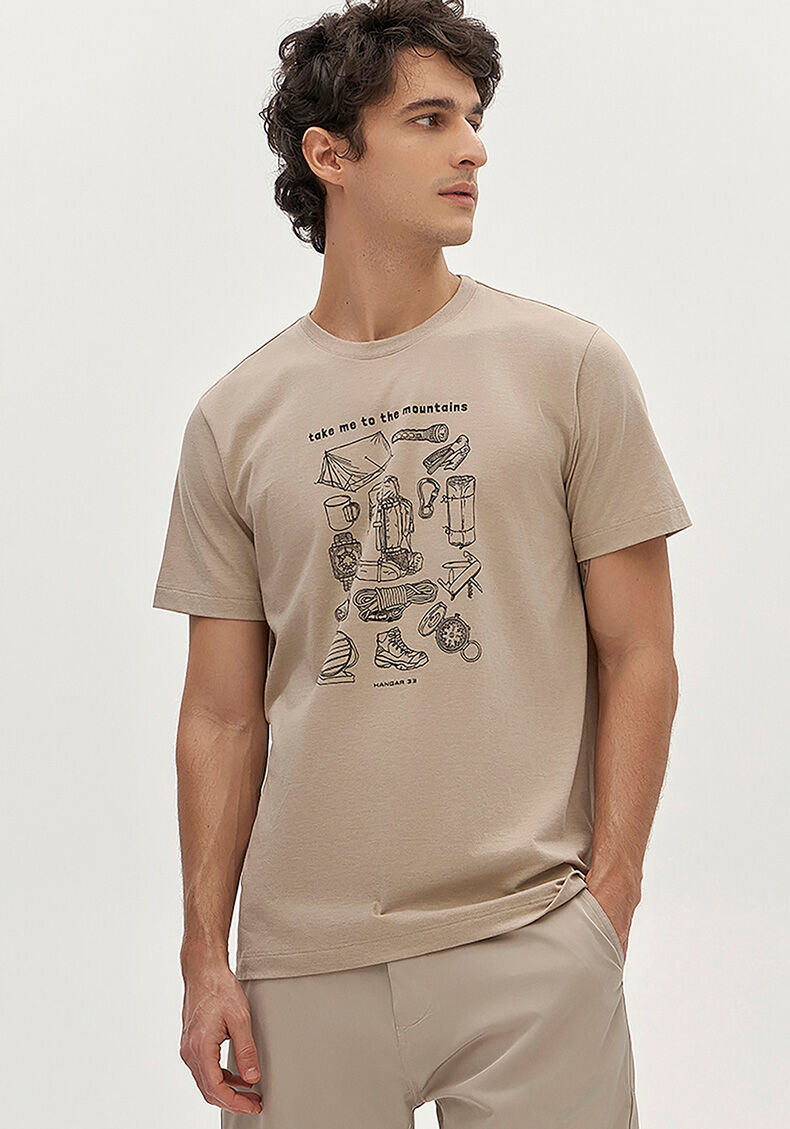 Camiseta Masculina Manga Curta Estampada, BEGE PANAMA, large.