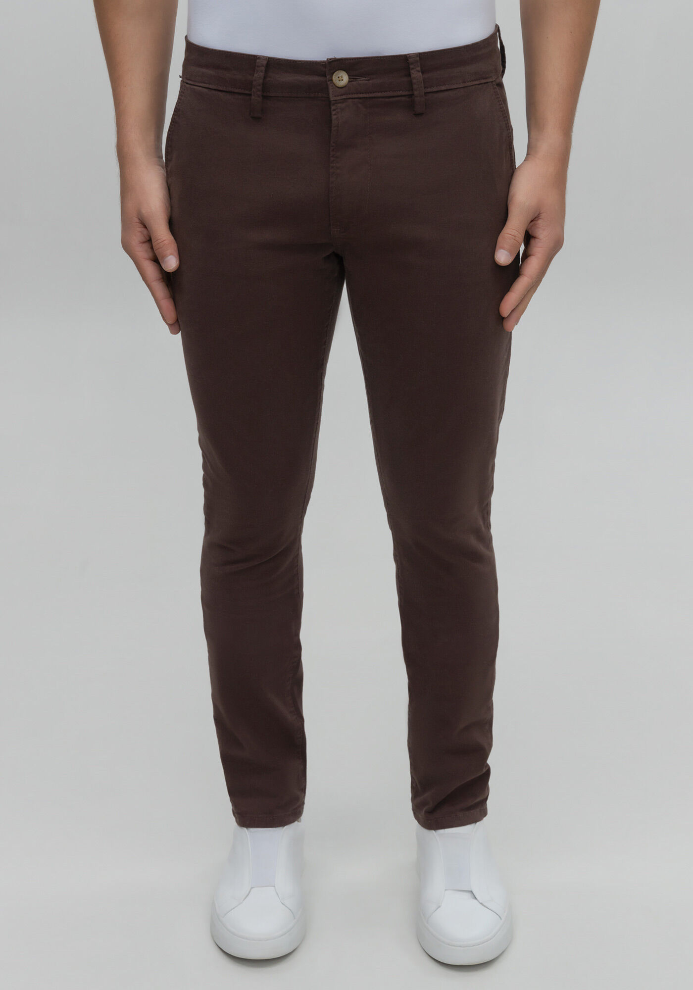 Cal&ccedil;a Skinny Turboh&eacute;lice Em Sarja De Alfaiataria, MARROM EGGPLANT, large.