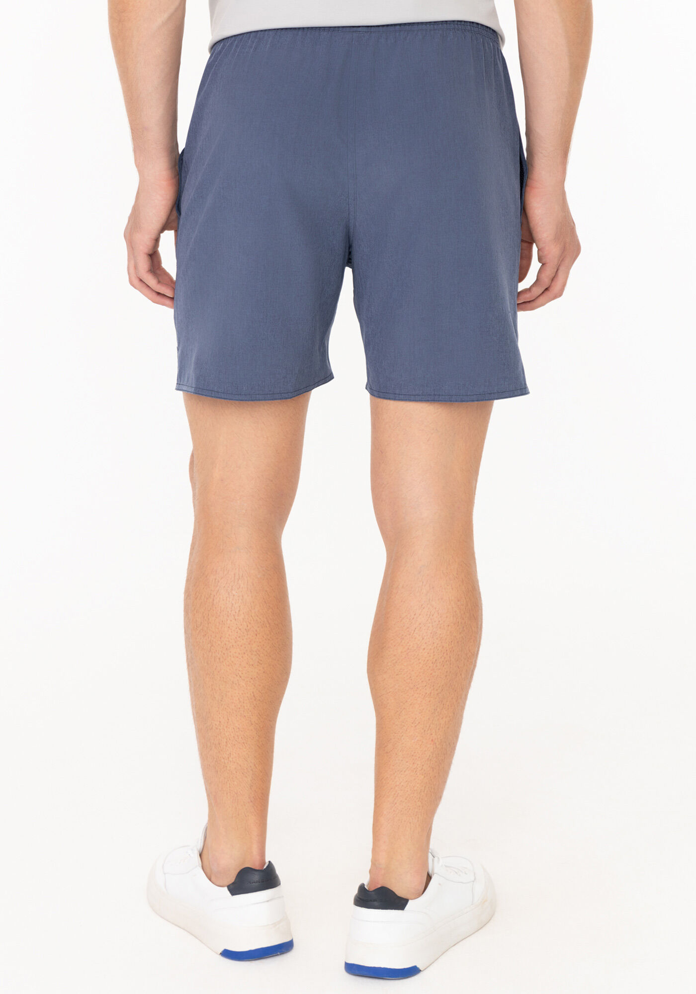 Shorts Com Bolsos E C&oacute;s El&aacute;stico Em Tecido Plano, MARINHO, large.