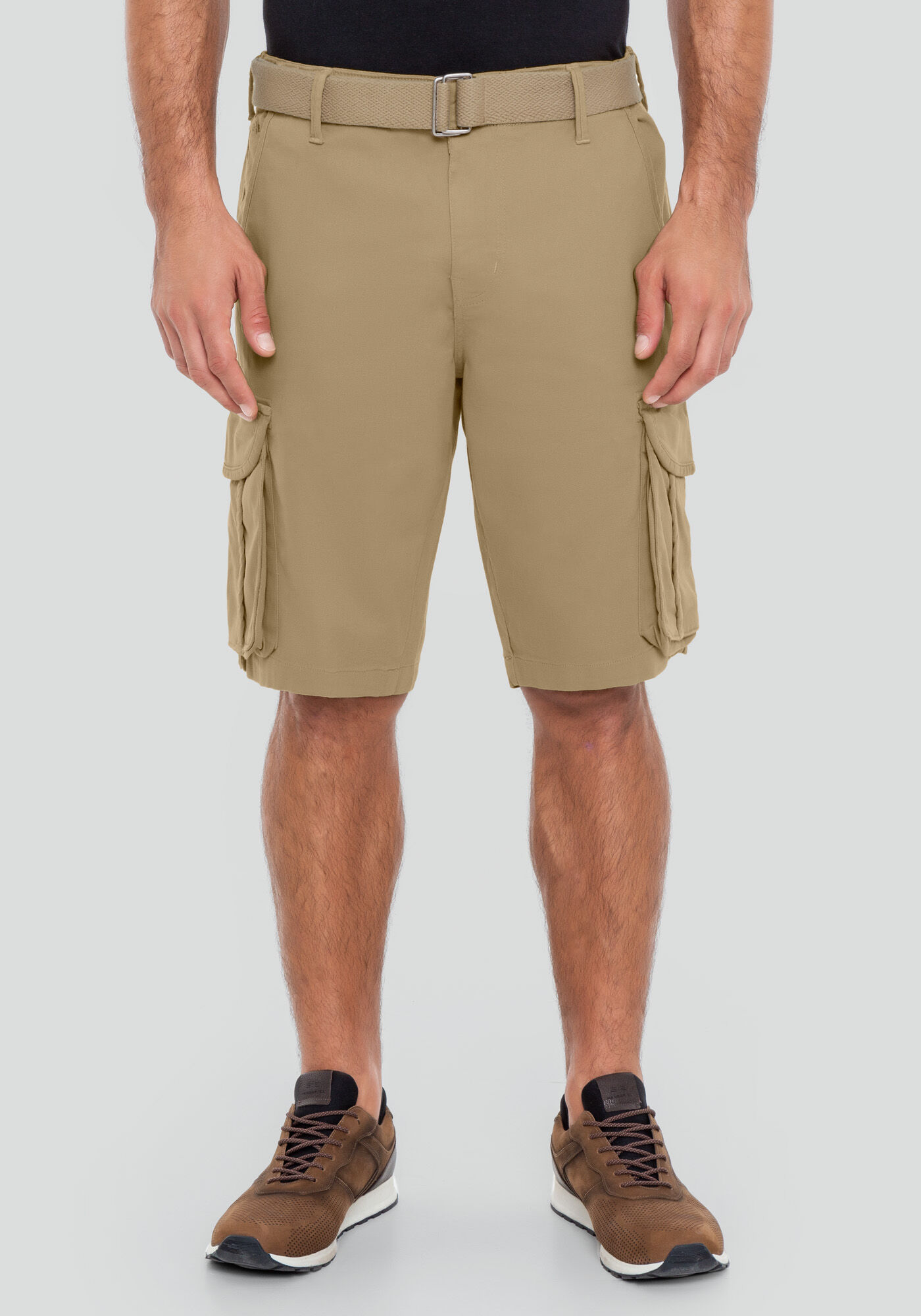 Bermuda Sarja Reta Cargo com Cinto, CAQUI RAIZ, large.