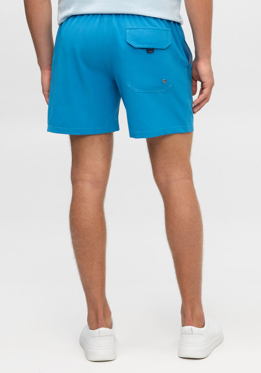 Shorts Com Bolso E Cadarço Regulável Em Tecido Plano, AZUL BORA BORA. Shorts Com Bolso E Cadarço Regulável Em Tecido Plano, AZUL BORA BORA, large.