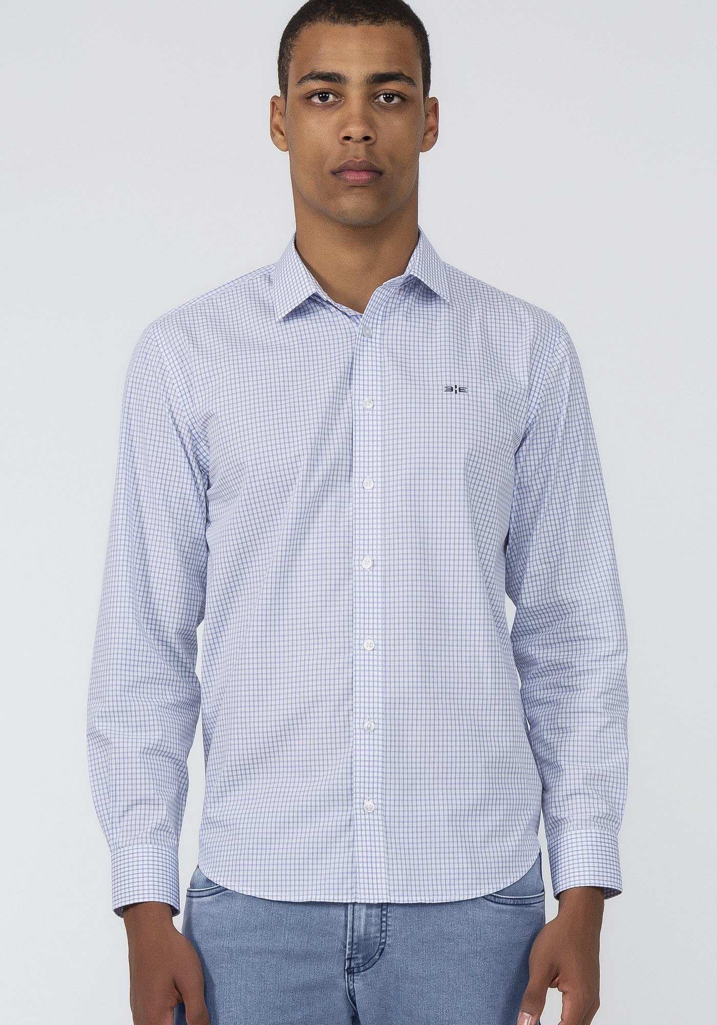 Camisa xadrez tecido com bolso - Venca - 073856